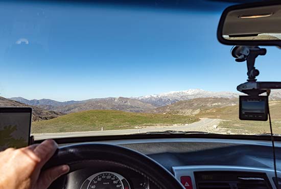 Vue vers l'avant depuis l'habitacle